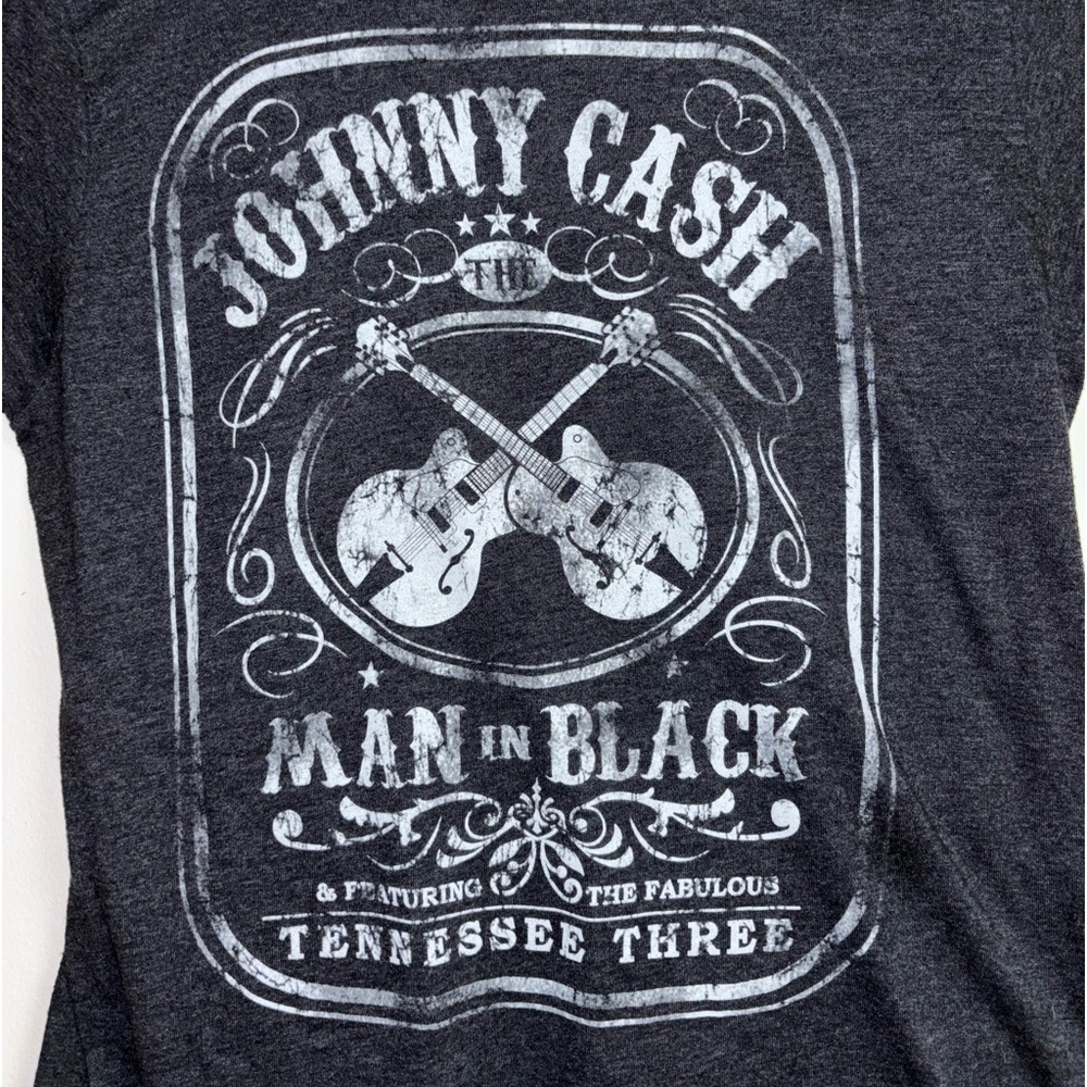 Johnny Cash Man In Black Tee Shirt Large